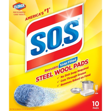 S.O.S. S.O.S Heavy Duty Steel Wool Pads For Multi-Purpose 10 pk 98032